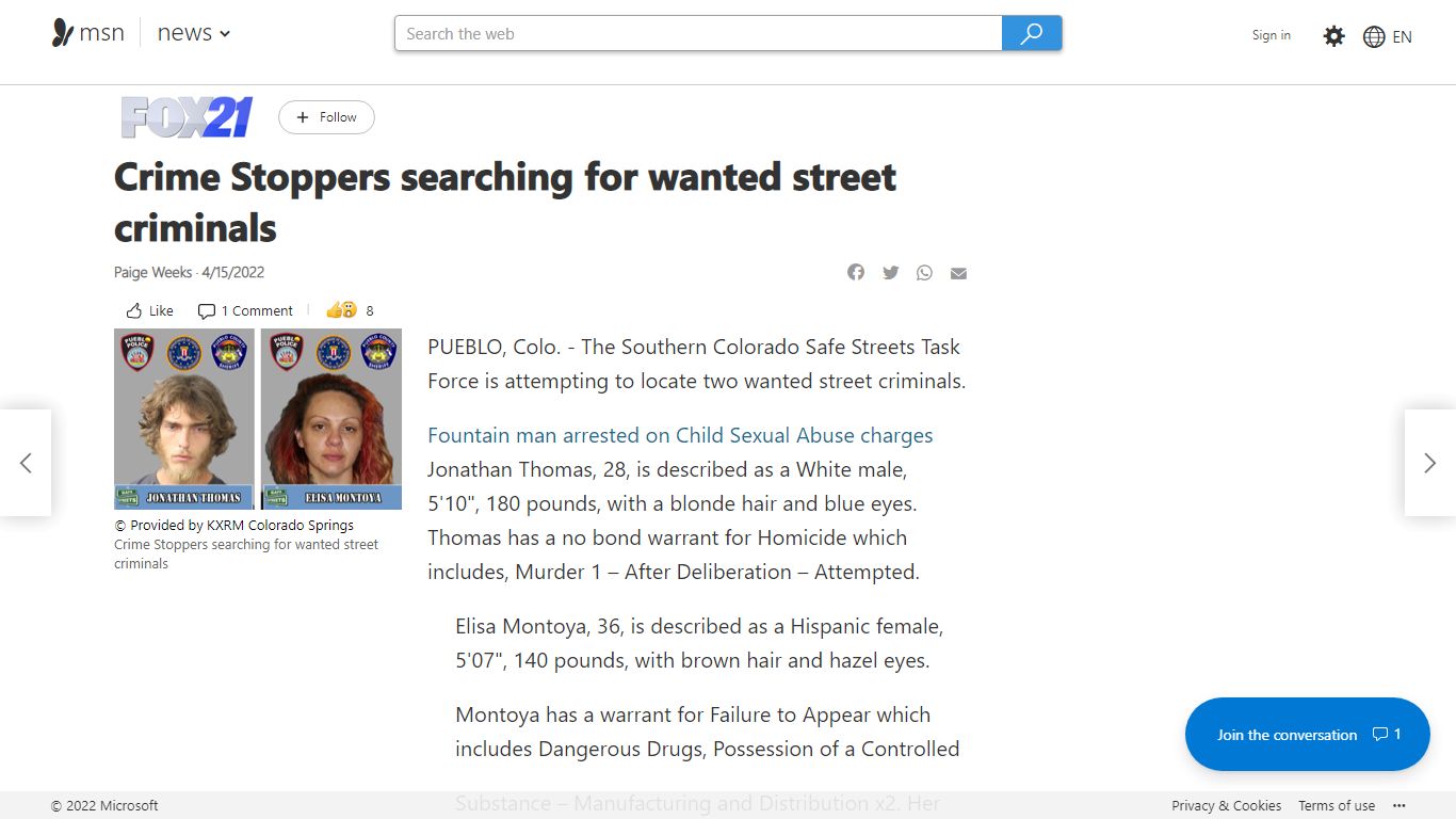 Crime Stoppers searching for wanted street criminals - MSN